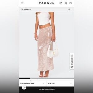 Edikted Sheer / Light Pink Sequin Maxi Skirt